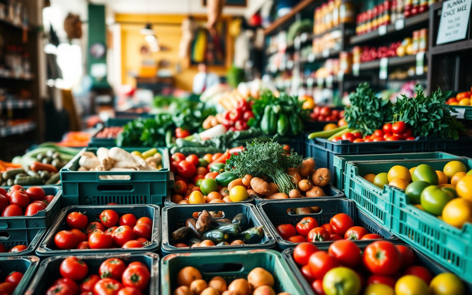 Crates of fresh produce inside Farm Fresh Food Market